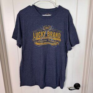 Lucky Brand Graphic T-Shirt XL Blue Gray Distressed Rock Style
